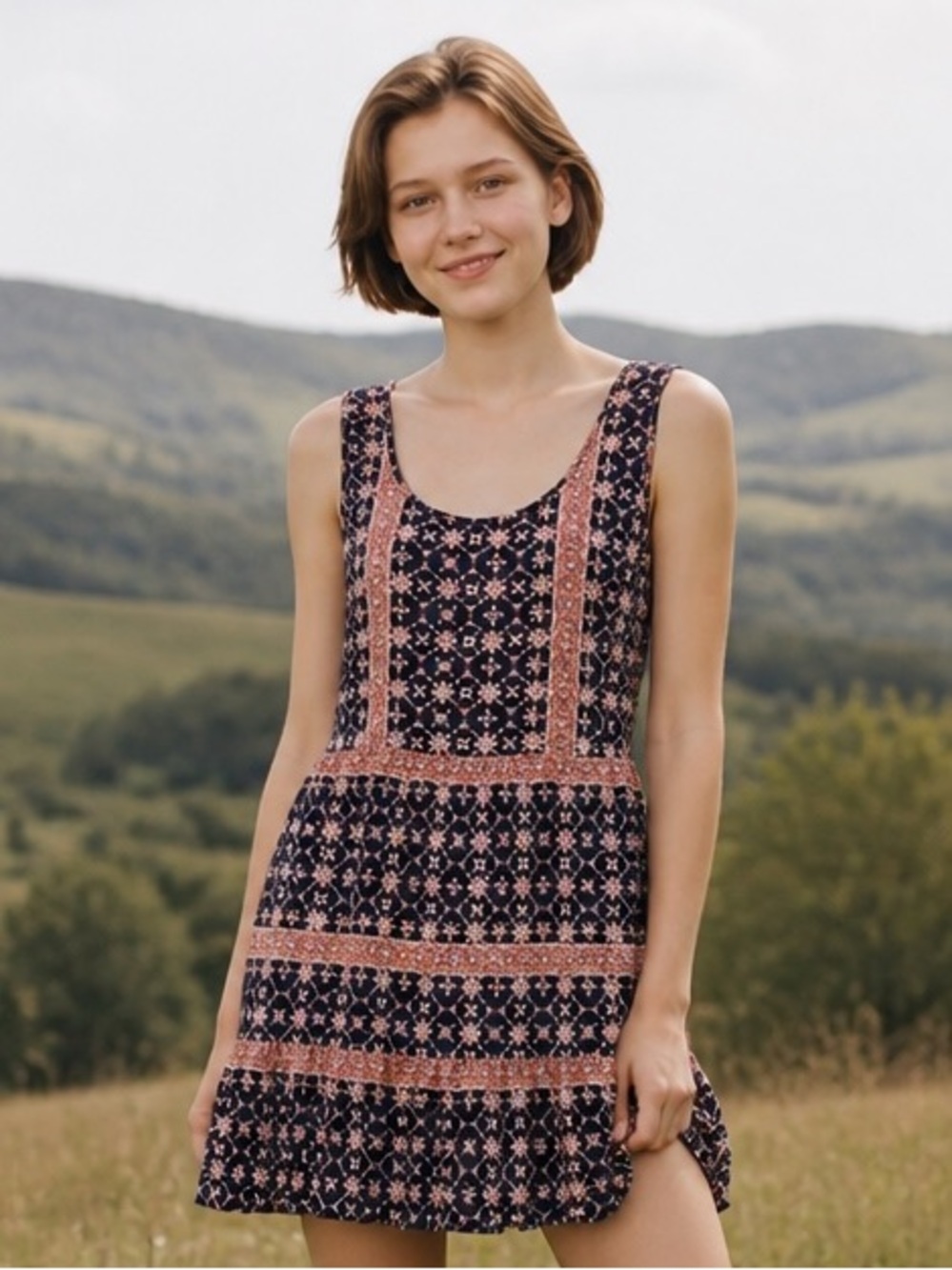 Sweet Journey Sleeveless Boho Mini Dress Size Medium